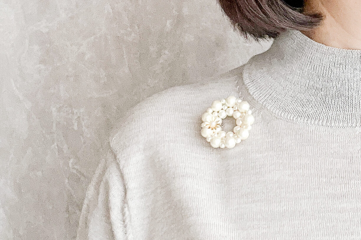 コットンパールブローチ(ゴールド)