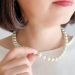 大きめコットンパール ネックレス（10㎜玉 40㎝、シルバー）